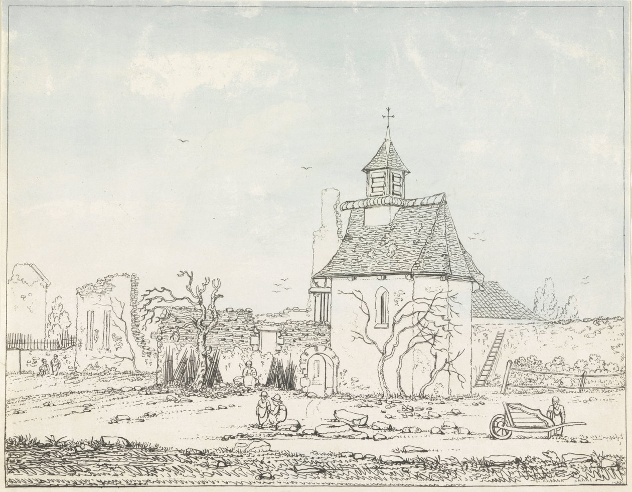 Hougoumont ruiner Sju plattor av Waterloo och omgivningar (serietitel) av Anonymous