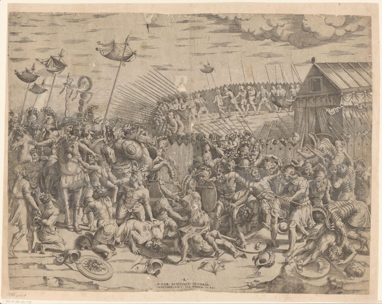 Scipio valt av karthagerna aan P. Cor. Victory of Scipio (titel på objekt) av Anonymous