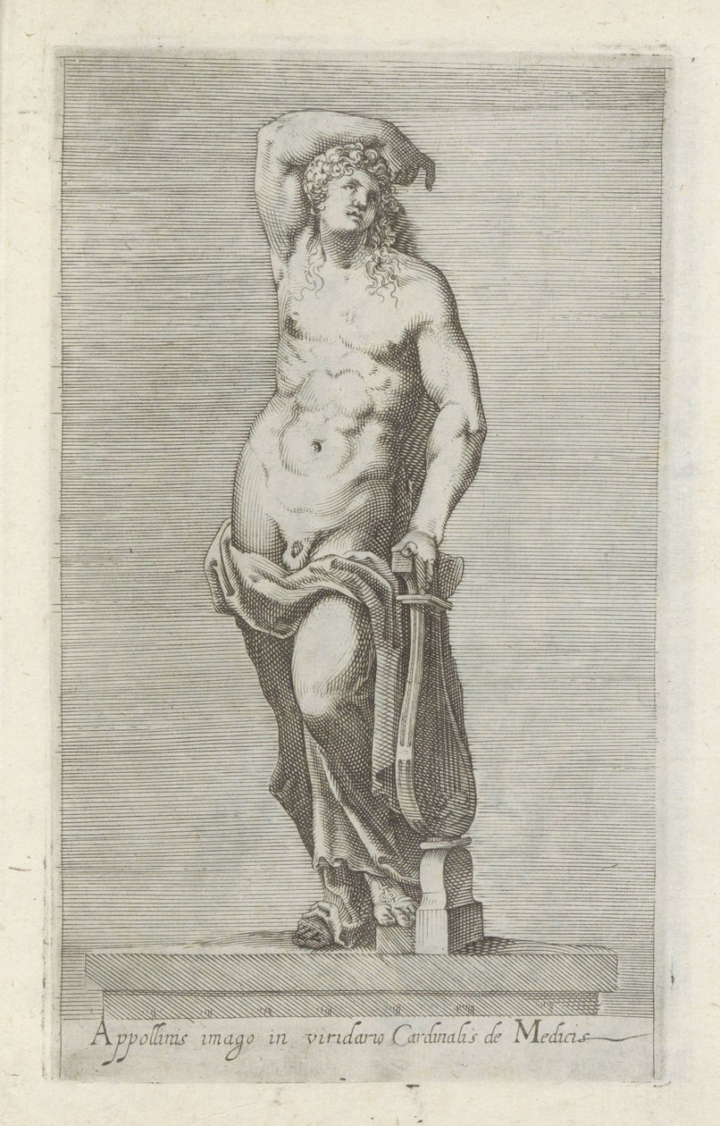 Skulptur av Apollon Bild av Apollonius i kardinal de Medicis gröna trädgård (titel på objekt) Antika skulpturer i Rom (serietitel) Ikoner av de antika statyerna av staden Rom som ses på offentliga platser (serietitel) av Anonymous