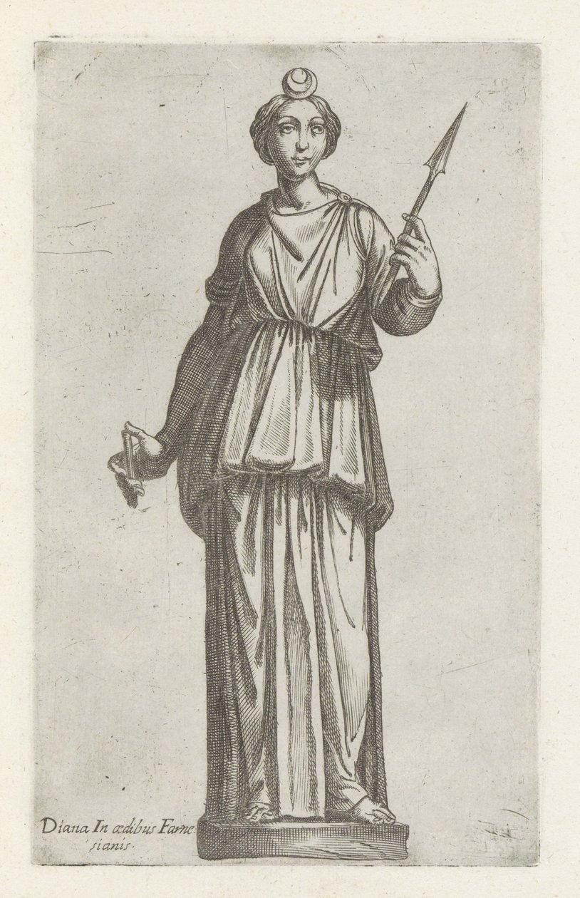 Skulptur av Diana Diana i Farnesian House (titel på objekt) Antika skulpturer i Rom (serietitel) Ikoner av de antika statyerna av staden Rom som ses på offentliga platser (serietitel) av Anonymous
