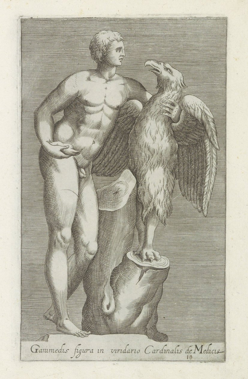Sculptuur van Jupiter als adelaar träffade Ganymedes Figur av Ganymedes i kardinal de