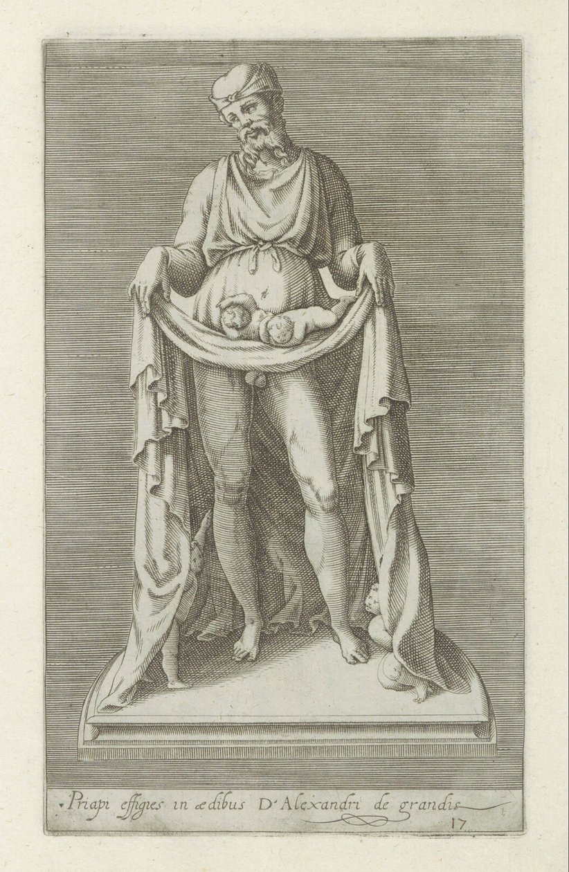 Skulptur av Priapus Bild av Priapus i Alexander den stores hus (titel på objektet) Antika skulpturer i Rom (serietitel) Ikoner av de antika statyerna av staden Rom som ses på offentliga platser (serietitel) av Anonymous