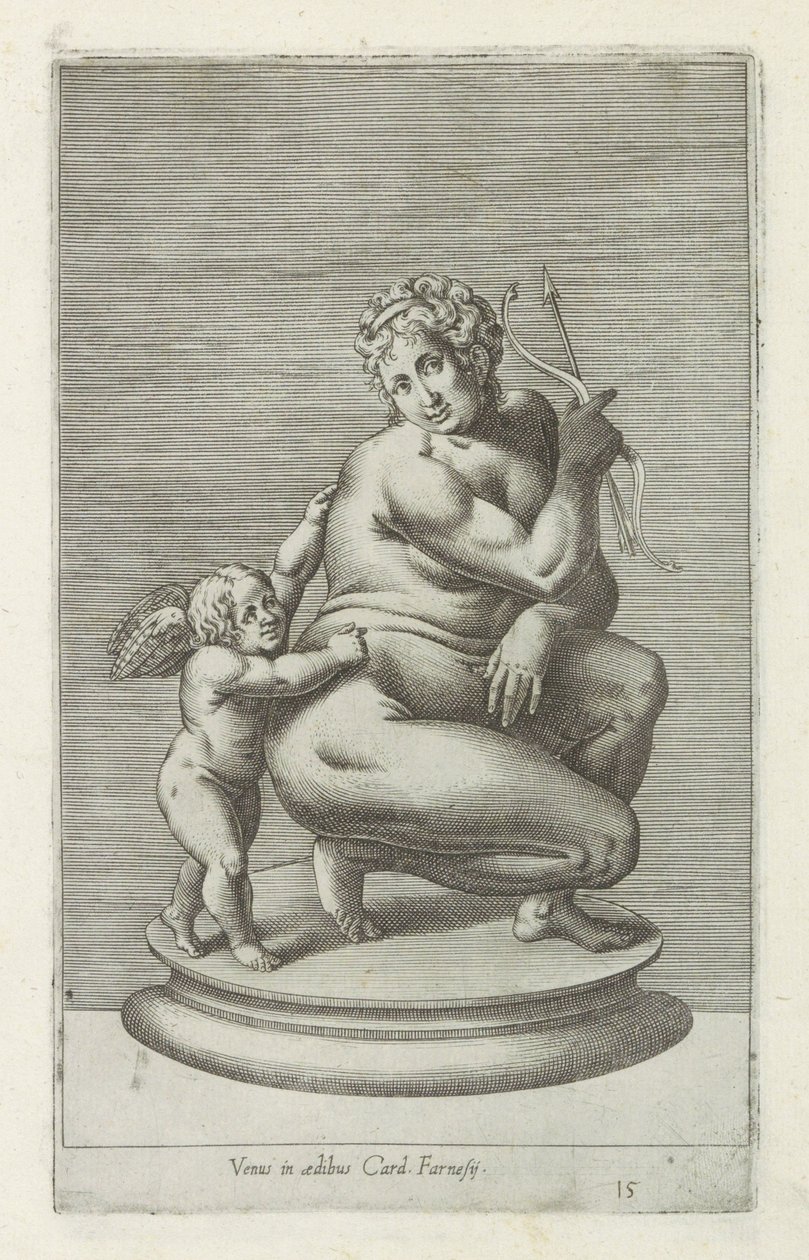 Skulptur av Venus en Amor Venus i Cards hus. Farnesii (titel på objekt) Antika skulpturer i Rom (serietitel) Ikoner av de antika statyerna av staden Rom som ses på offentliga platser (serietitel) av Anonymous