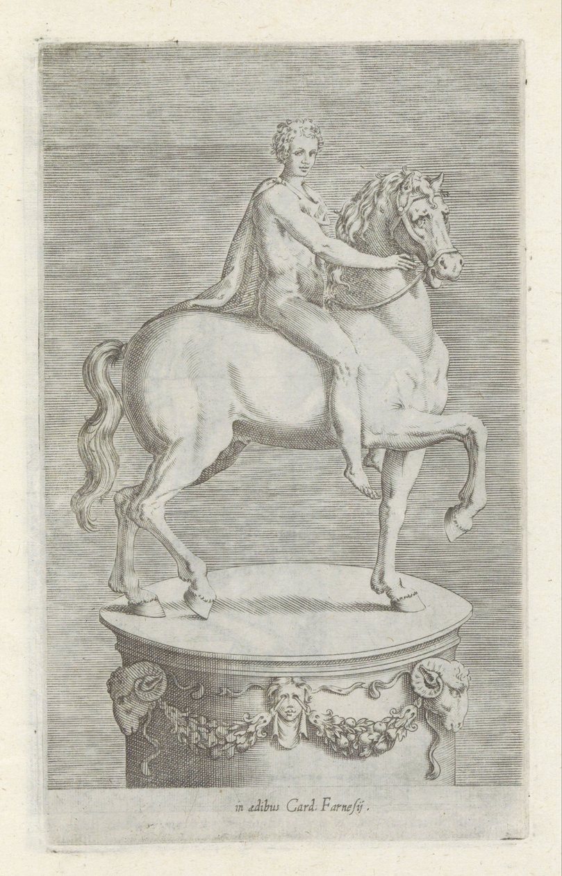 Skulptur av en naakte jongen på en paard Antika skulpturer i Rom (serietitel) Ikoner av de antika statyerna av staden Rom som ses på offentliga platser (serietitel) av Anonymous