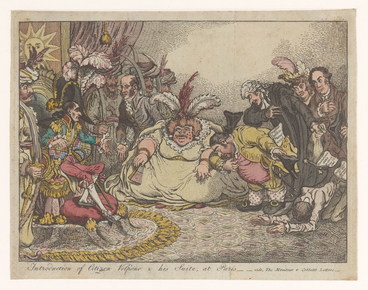 Spotprent träffade Napoleon en Fox, 1802 Introduktion av Citizen Volpone & his Suite, i Paris - video, The Moniteu & Cobbett
