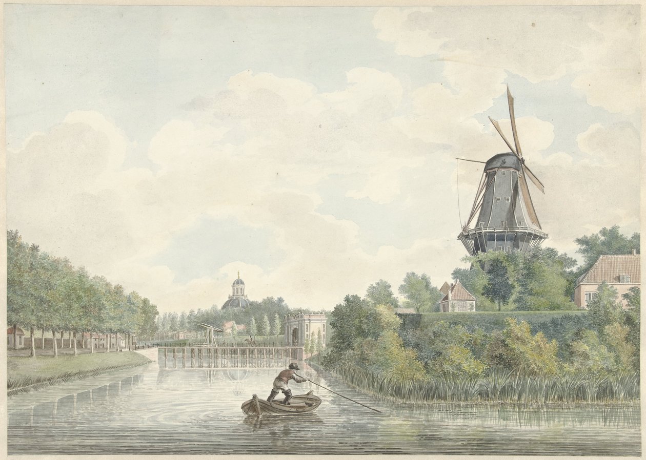 Stadsmurarna i Middelburg med Koepoort, Oostkerk och en kvarn av Anonymous
