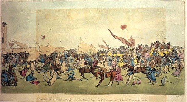 Börja för Epsom eller effekterna av en blåsig dag, 1820 av Anonymous