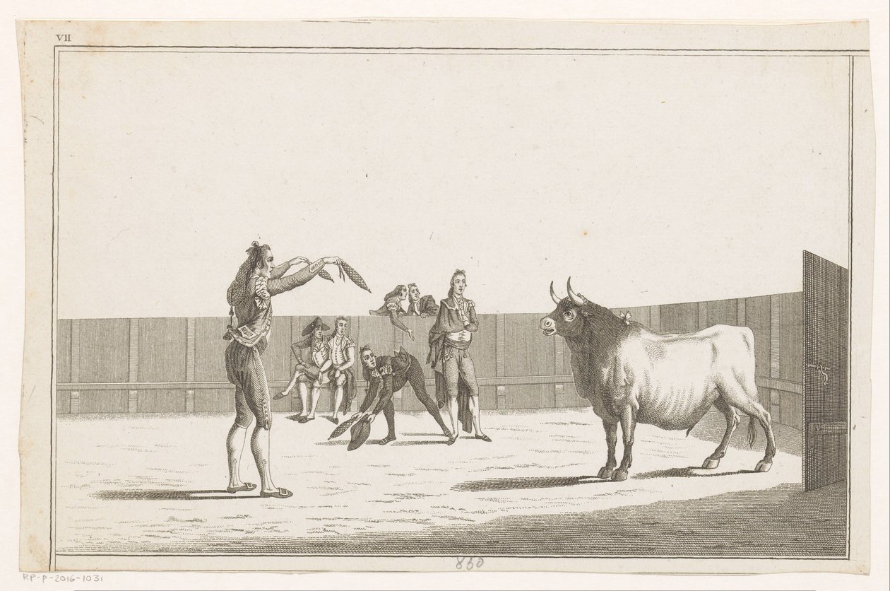 Tjurfäktare med banderillas Coleccion de las principales suertes de una corrida de toros (serietitel på objekt) Samling av de viktigaste tjurfäktningsmanövrarna (serietitel) av Anonymous
