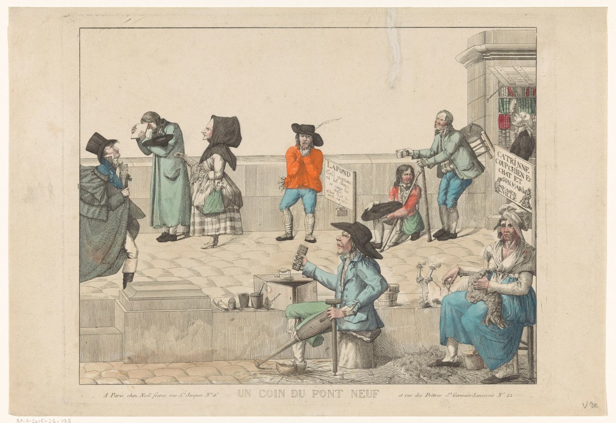 Gatuförsäljare och tiggare på Pont Neuf Un coin du Pont Neuf (titel på objekt) av Anonymous