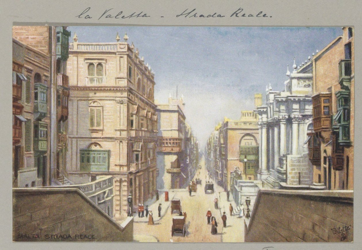 Kungsvägen i Valletta Malta, Strada Reale (titel på objekt) av Anonymous