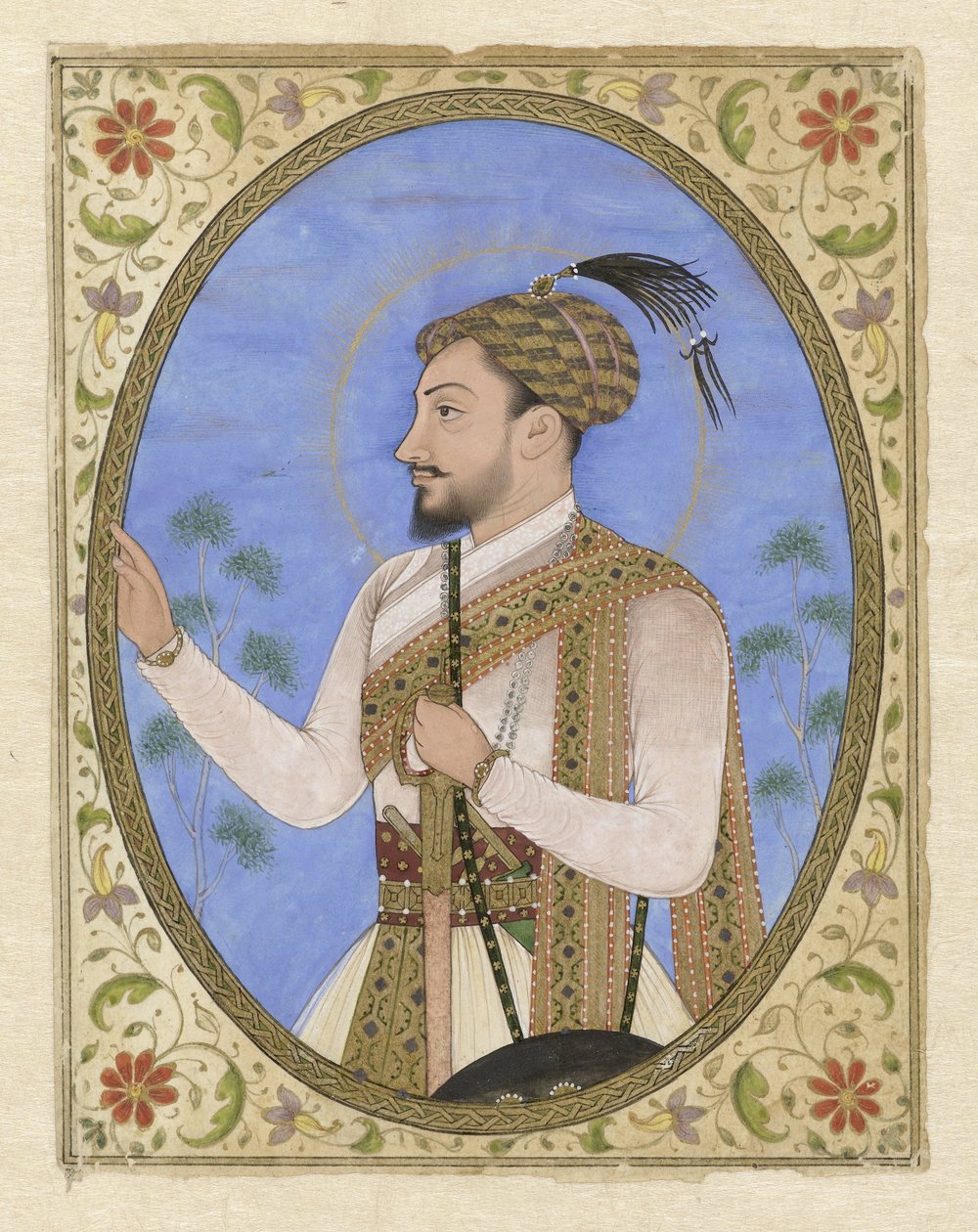 Sultan Mohammed Adil Shah Portretminiatuur av Sultan Muhammad Adil Shah van Bijapur av Anonymous