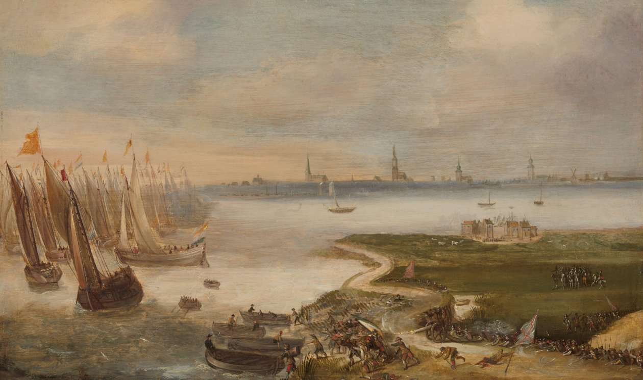 Det holländska nederlaget vid Blokkersdijk, nära Antwerpen, 1605 av Anonymous