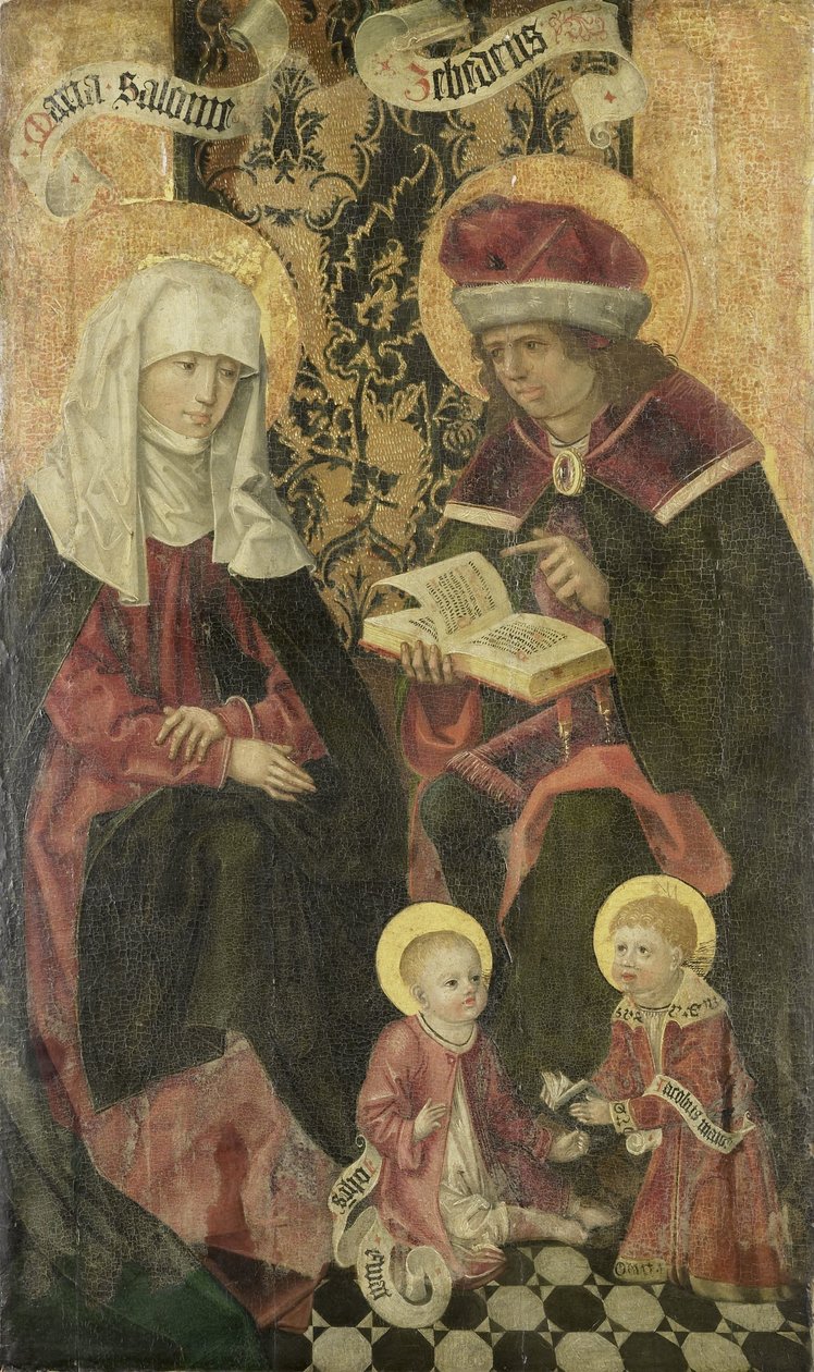 The Family of Zebedee / Angel Gabriel från en bebådelse (rester på verso) av Anonymous