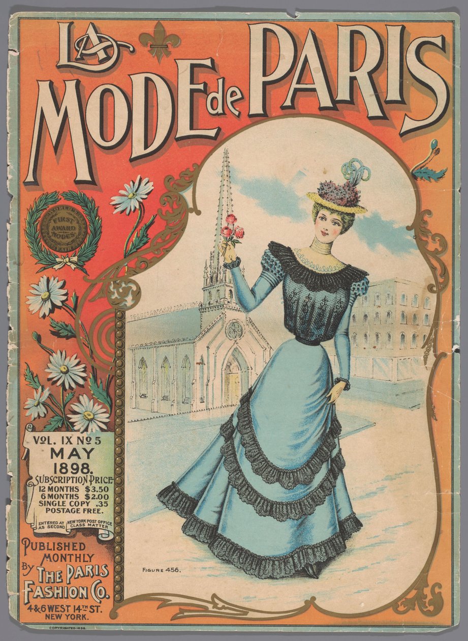 Modemagasinet som frestare La Mode de Paris, maj 1898, vol. IX, nr 5, figur 456 av Anonymous