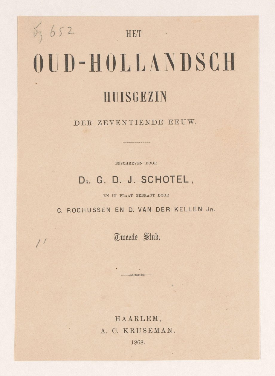 Titelsida för: Gillis Dyonisius Jacobus Schotel, The Old Dutch Household, Second Piece, 1868 av Anonymous