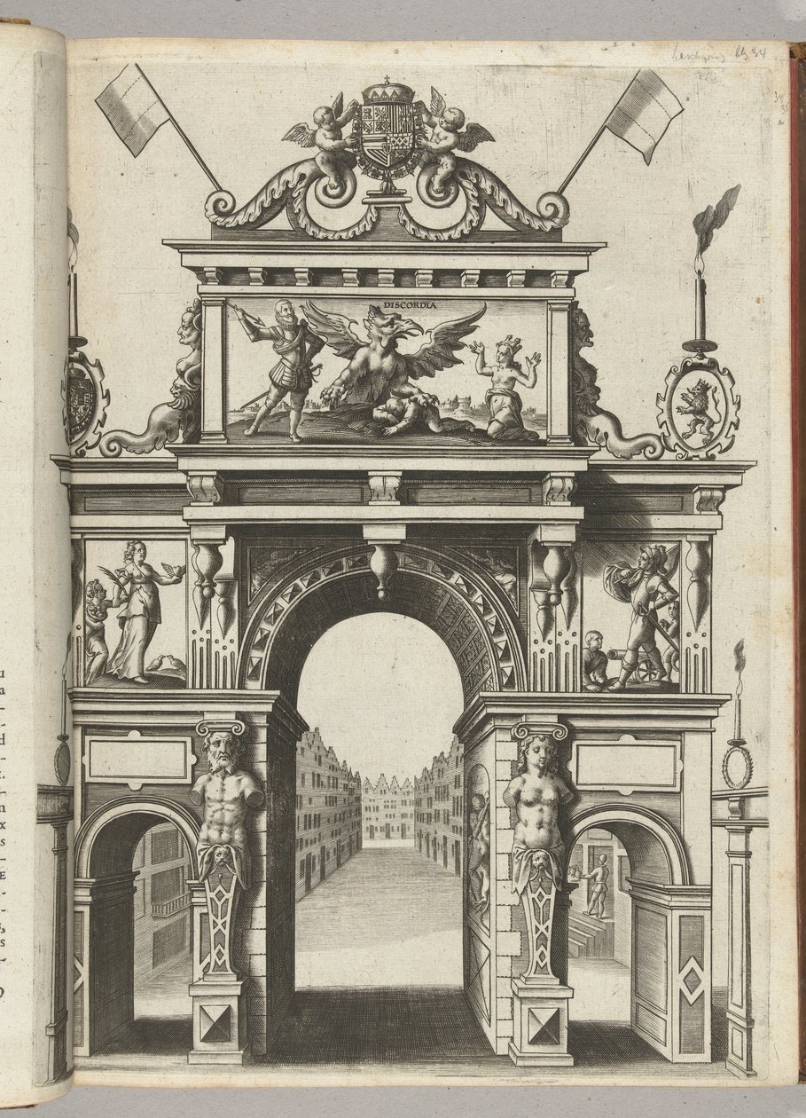 Triumfporten med Ernst som räddade Belgica från Discordia, 1594 av Anonymous