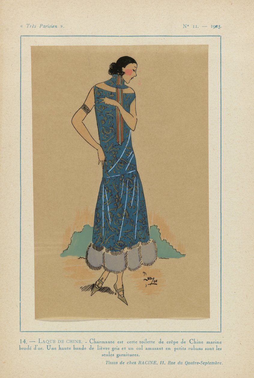 Mycket parisisk, 1923, nr 11: 14. - KINESISK LACK. - Charmig är den här toaletten... av Anonymous