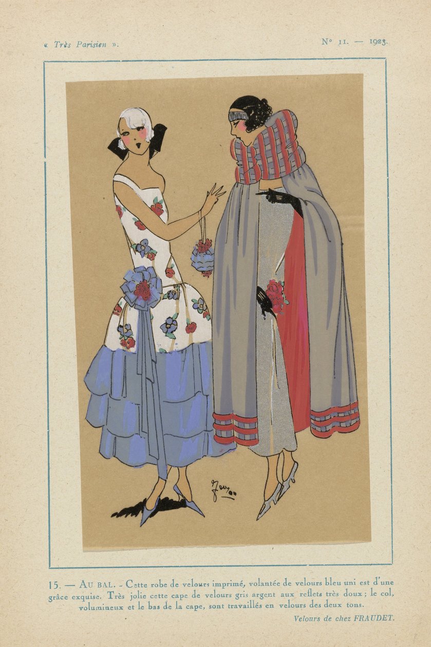 Mycket parisisk, 1923, nr 11: 15. - AU BAL. - Den här sammetsklänningen... av Anonymous