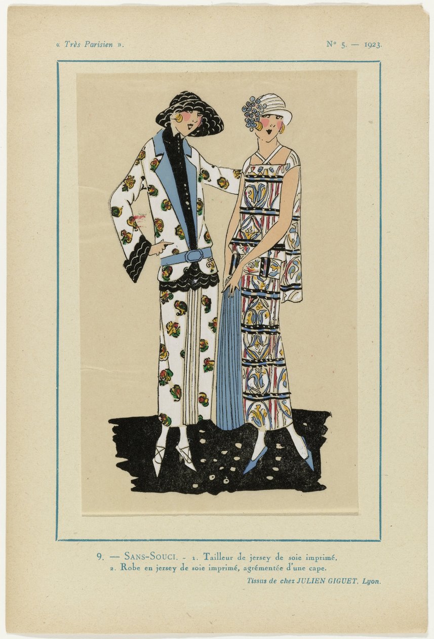 Mycket parisisk, 1923, nr 5: 9.- SANS-SOUCI. 1. Jersey kostym... av Anonymous