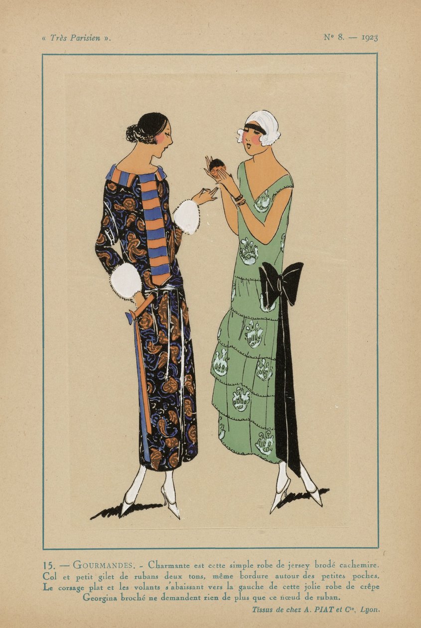Mycket parisisk, 1923, nr 8: 15.- GOURMANDISES. - Charmig är den här enkla klänningen... av Anonymous