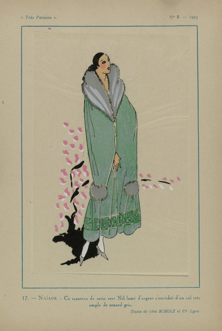 非常にパリジャン、1923年、No 8: 17.- NAÏADE. - このナイルグリーンのサテンコート...スウェーデン製 av Anonymous