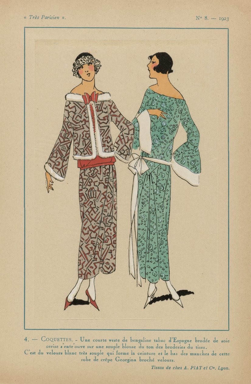 Mycket parisisk, 1923, nr 8: 4. - COQUETTES. / En kort jacka... av Anonymous
