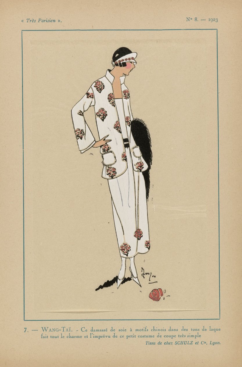 Mycket parisisk, 1923, nr 8: 7.- WANG-TAÏ. - Den här sidendamasten... av Anonymous