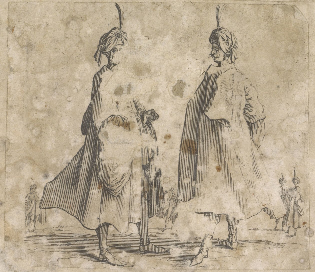 Två män i kappor med turbaner på huvudet Costume Studies (serietitel) av Anonymous