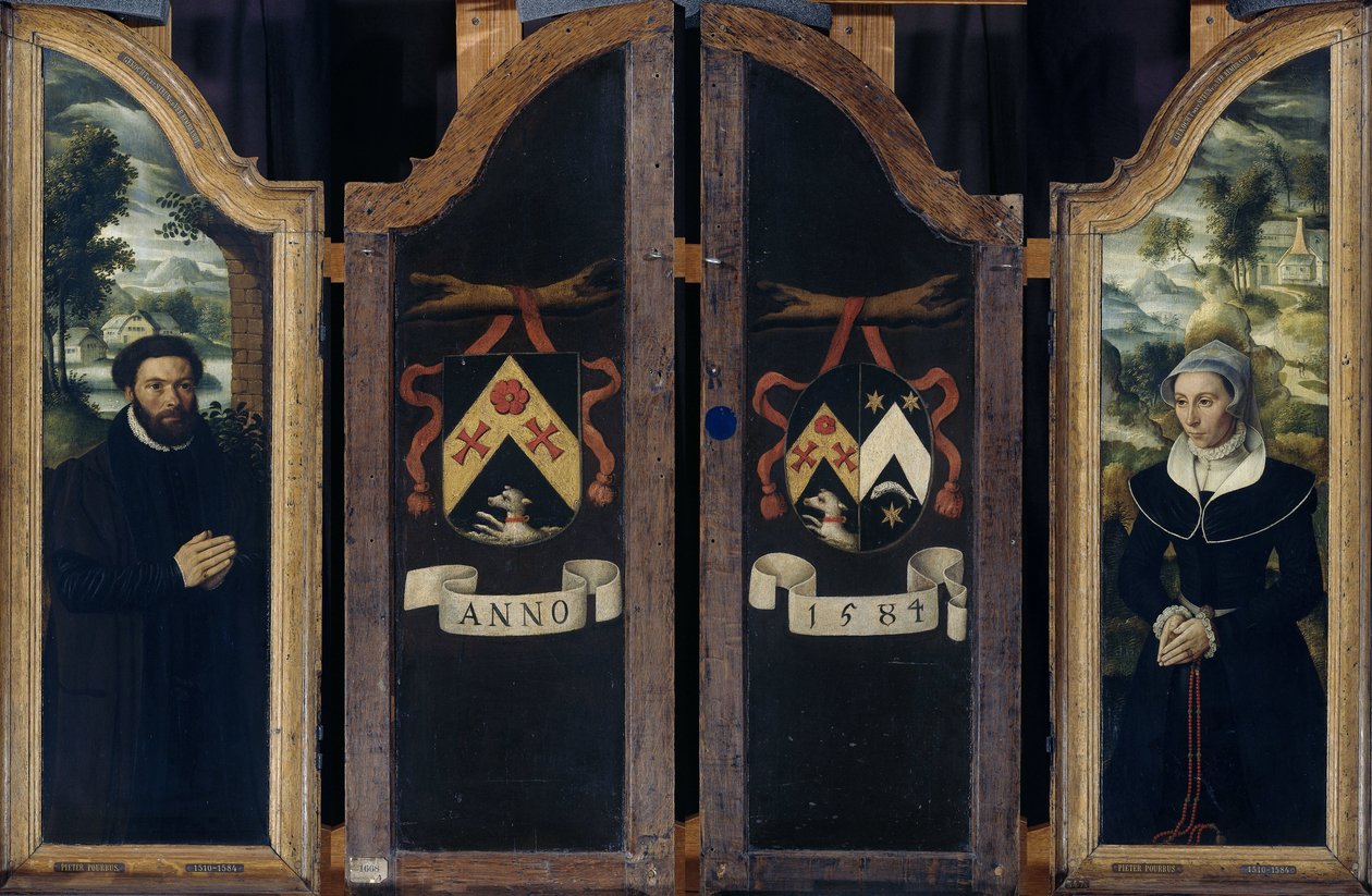 Två vingar av en triptyk med porträtten av Julien de Brouckere och hans fru Elisabeth Canneel av Anonymous