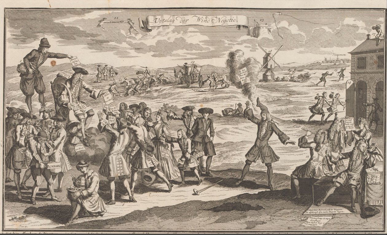 Resultatet av vindhandeln, 1720 Uytslag der Wind Negotie (titel på objekt) The Great Scene of Folly (serietitel) av Anonymous