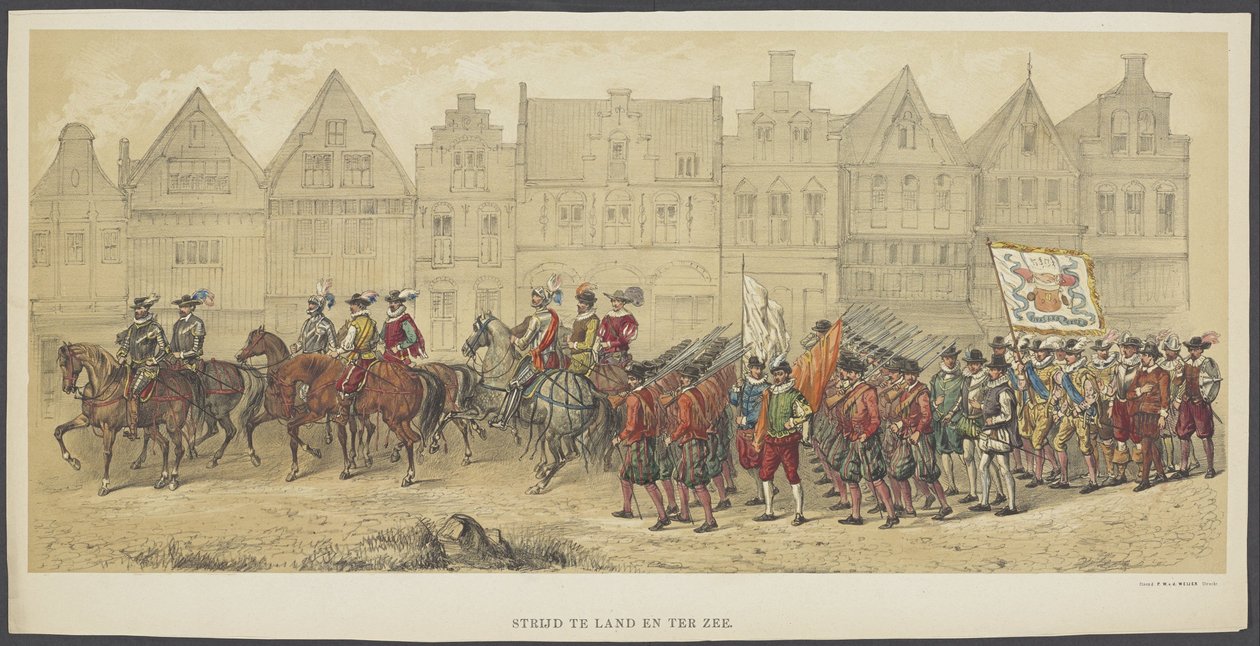 Utrecht Masquerade, skylt b: strid på land och till sjöss, 1856 Strid på land och hav (titel på objekt) The Founders of Dutch Freedom, (tid av William I) presenterad av H.H. medlemmar av Utrecht studentkår, för att fira de 220 av Anonymous