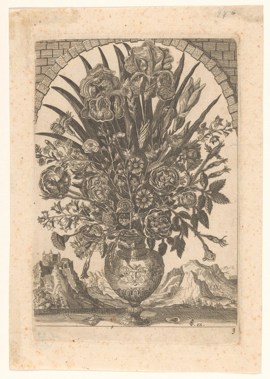 Vas med blommor och bergslandskap Vaser med blommor (serietitel) av Anonymous