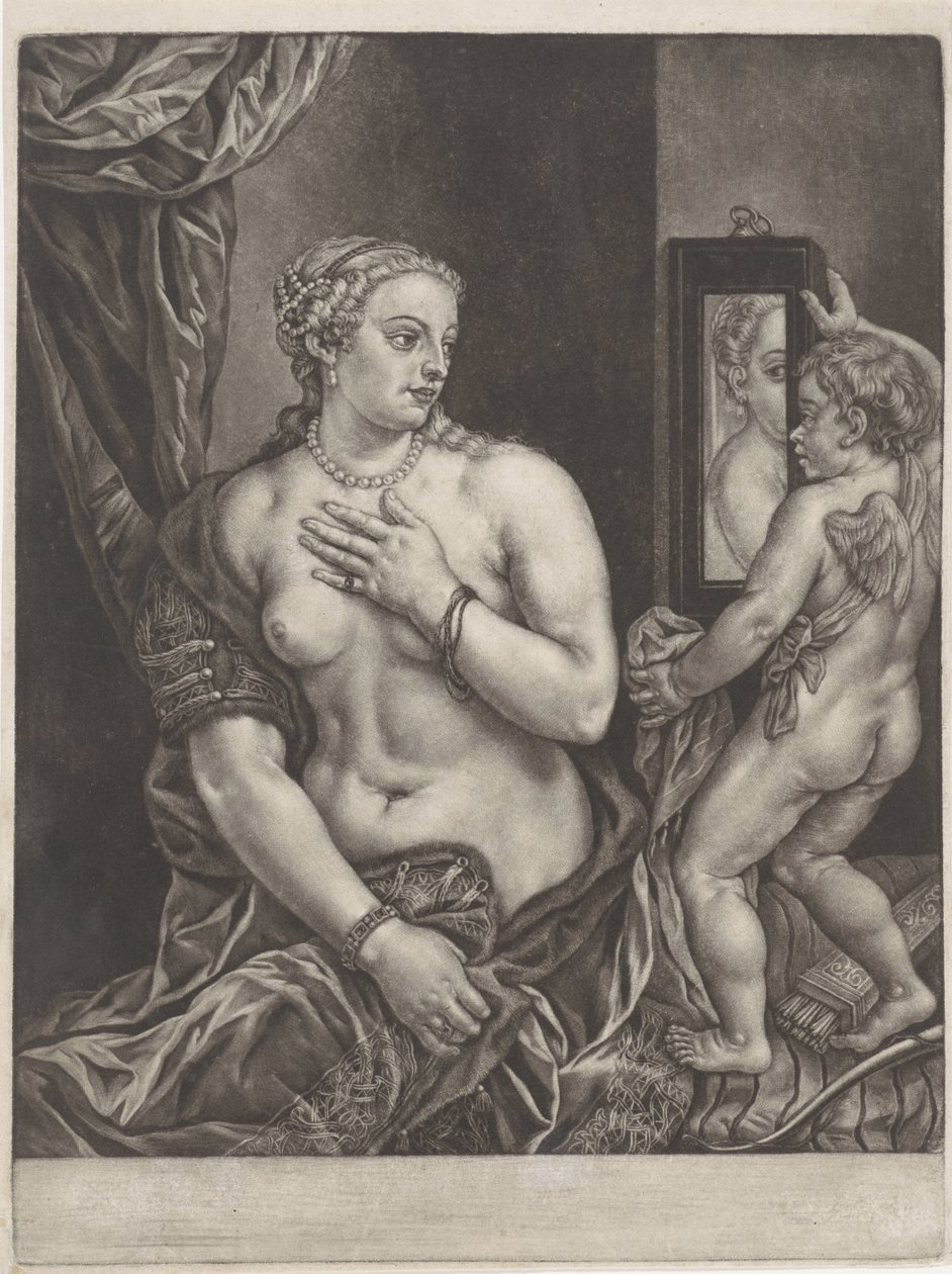 Venus och Amor med en spegel av Anonymous