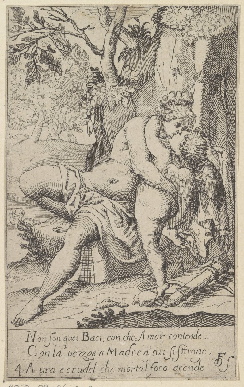 Venus kysser Amor Scener med Venus och Amor (kopior) (serietitel) Scherzi d