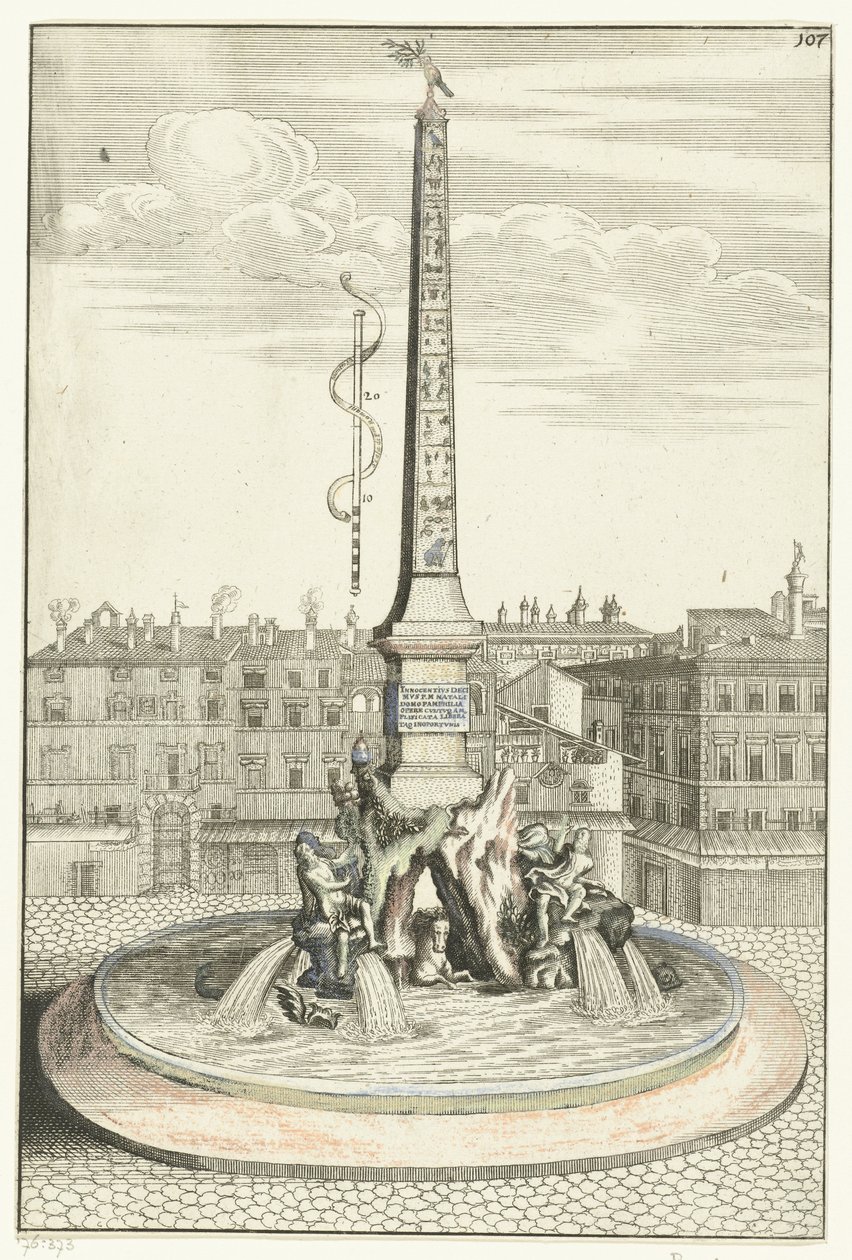 Vier Stromen Fontein Innocentivs tio mvs p.m. Pamphilis födelseplats (...) (titel på objekt) Nyfiken ny arkitektur (serietitel) av Anonymous