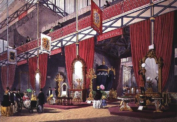 Utsikt över möbeldelen av den stora utställningen, 1851 (färgtryck) av Anonymous