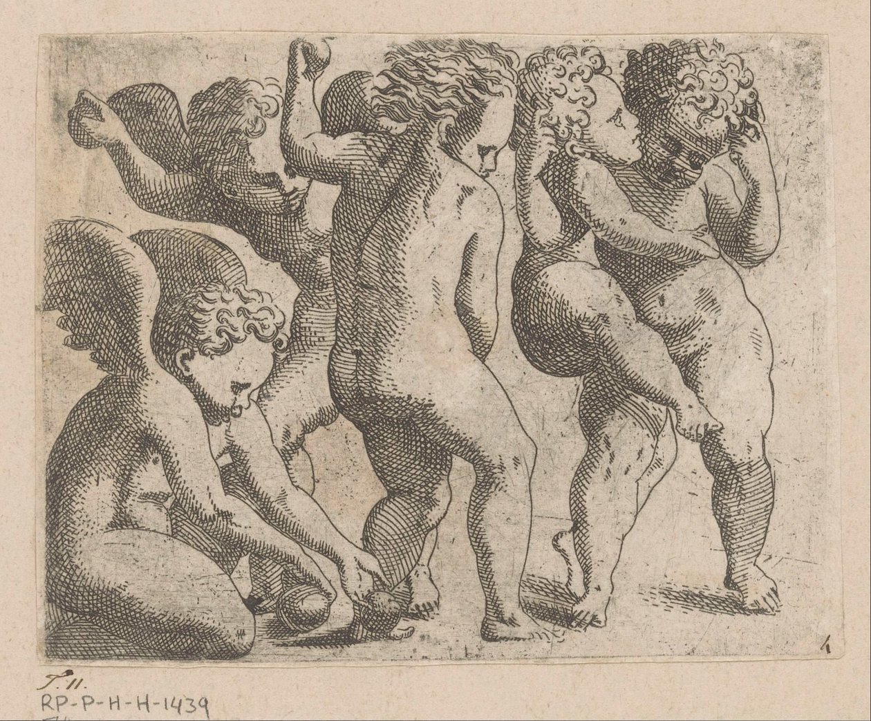 Fem lekande putti med frukter av Anonymous