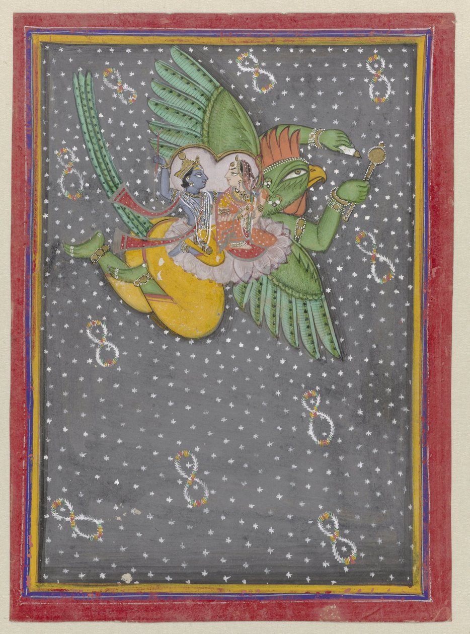 Vishnu och Lakshmi rider Garuda av Anonymous