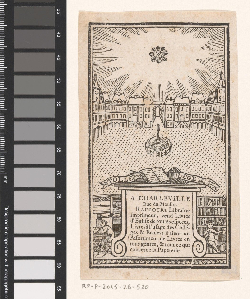 Visitkort av Jean-Baptiste-François Raucourt, bokhandlare och tryckare i Charleville av Anonymous