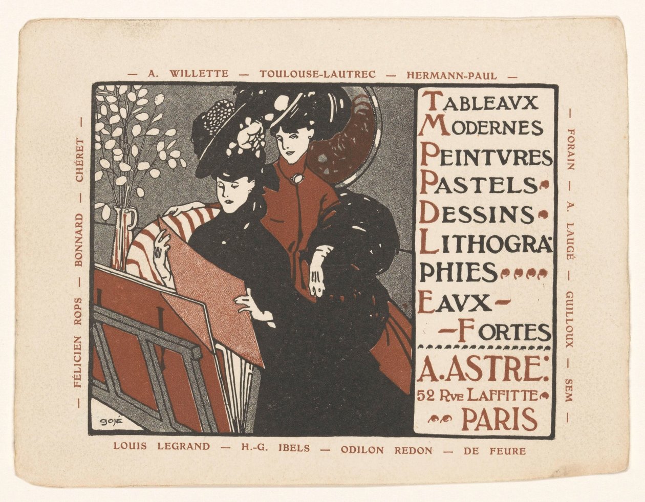 Visitkort från konsthandlaren Achille Astre i Paris av Anonymous