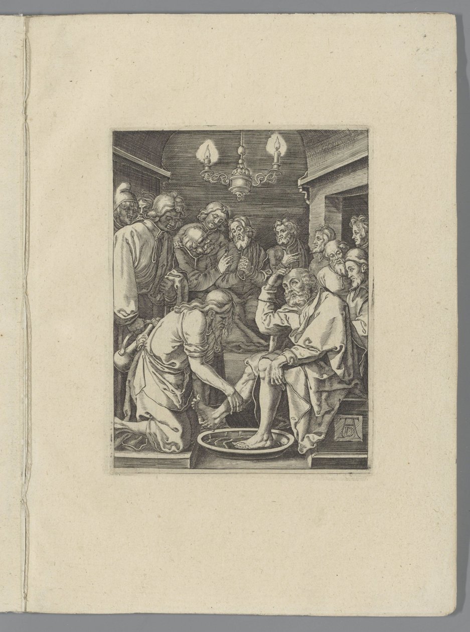Voetwassing av Peter The Little Pass (serietitel) Passio Christi Ab Alberto Durer Nürnbergfigur (serietitel) av Anonymous