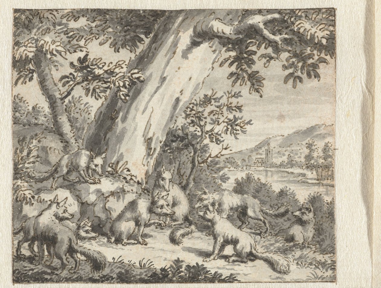 Räv som fick svansen avskuren Design för illustrationer för en utgåva av Jean de la Fontaines Fables (serietitel) av Anonymous