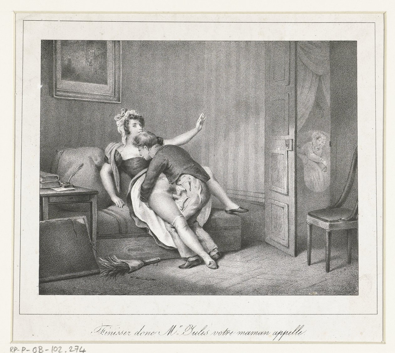 Par som älskar på en soffa Finissez donc Mr. Jules votre maman appelle. (titel på objekt) av Anonymous