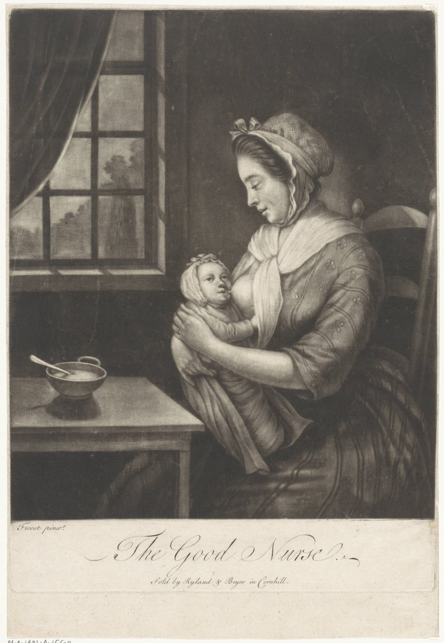 Kvinnan ammar The Good Nurse (titel på objekt) av Anonymous