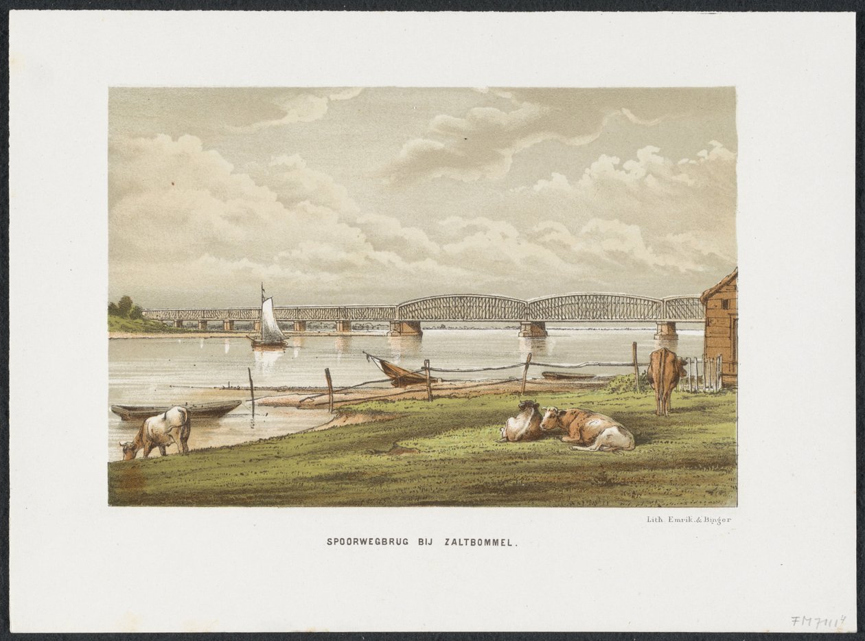 Waal-bron nära Zaltbommel, 1869 Järnvägsbron vid Zaltbommel (titel på objekt) Main Railway Bridges i Nederländerna (serietitel) av Anonymous