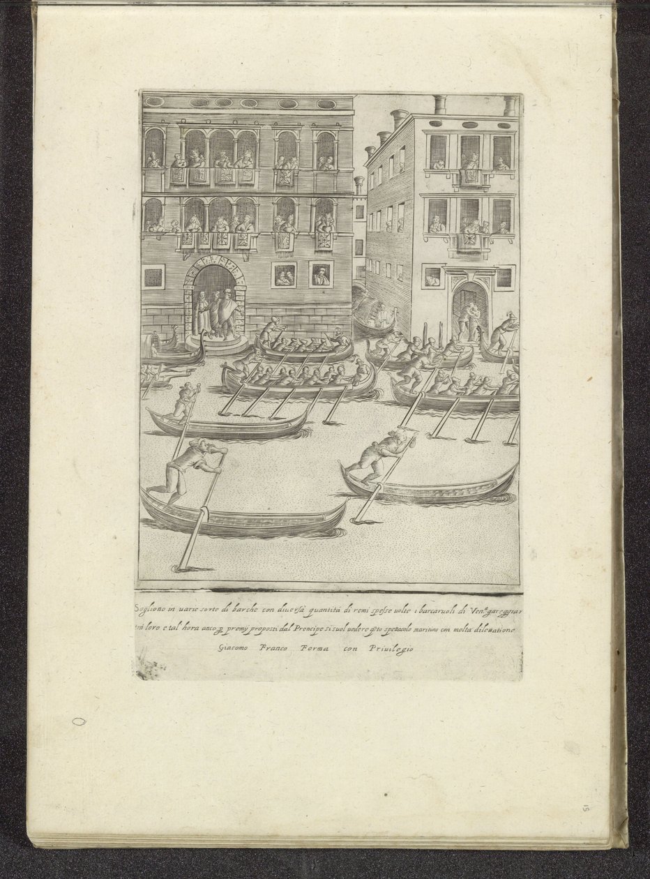 Tävling av gondoler och roddbåtar i Venedig Scener ur det venetianska livet (serietitel) Habiti d