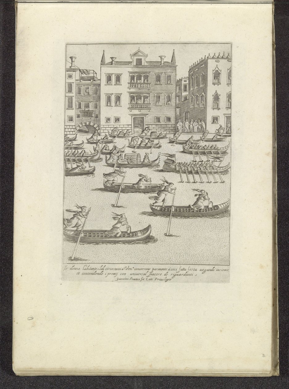 Tävling av gondoler och roddbåtar i Venedig Scener ur det venetianska livet (serietitel) Habiti d