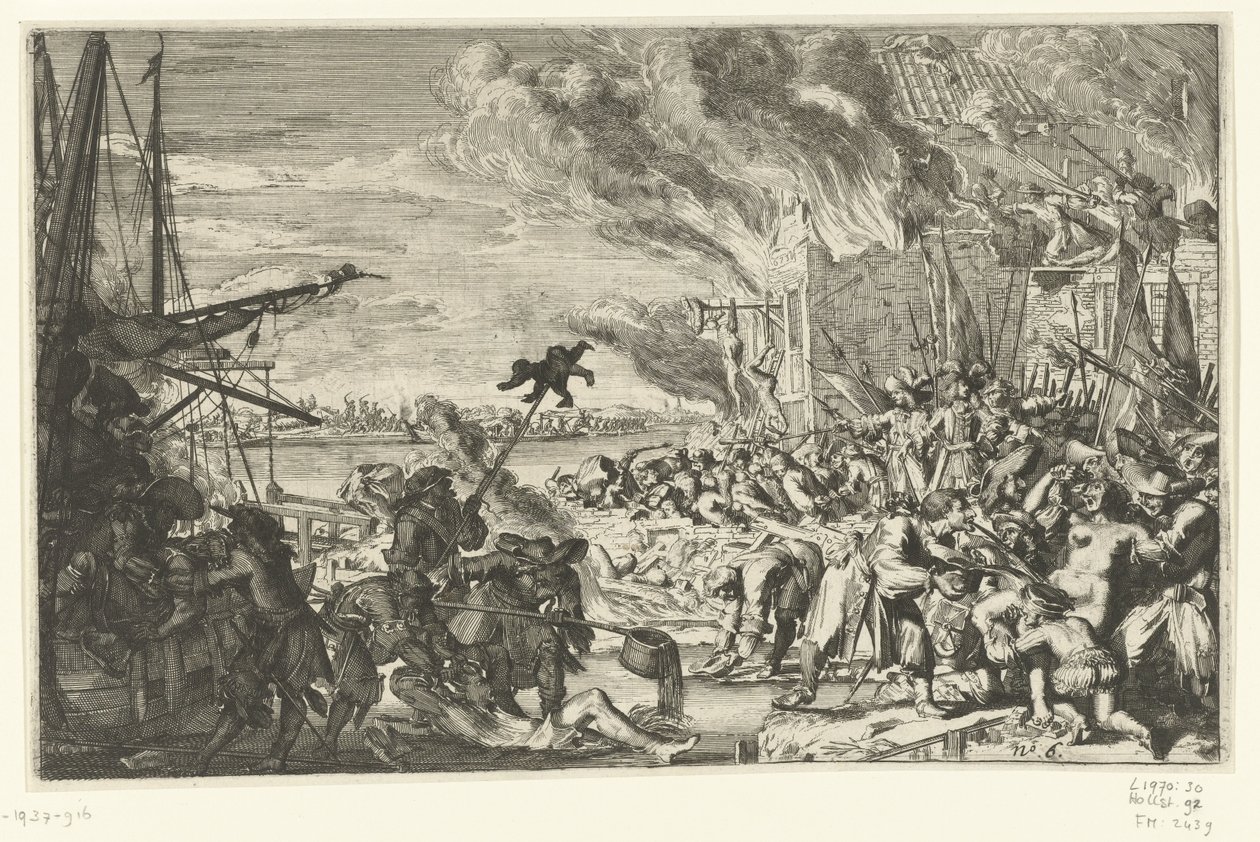Grymheter i en by vid vattnet, 1672 av Anonymous