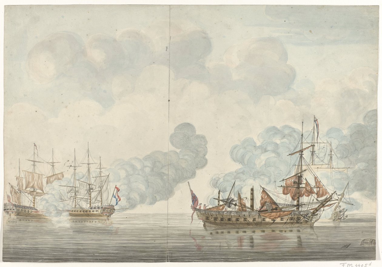 Sjöslaget vid Cadiz, 1781 av Anonymous