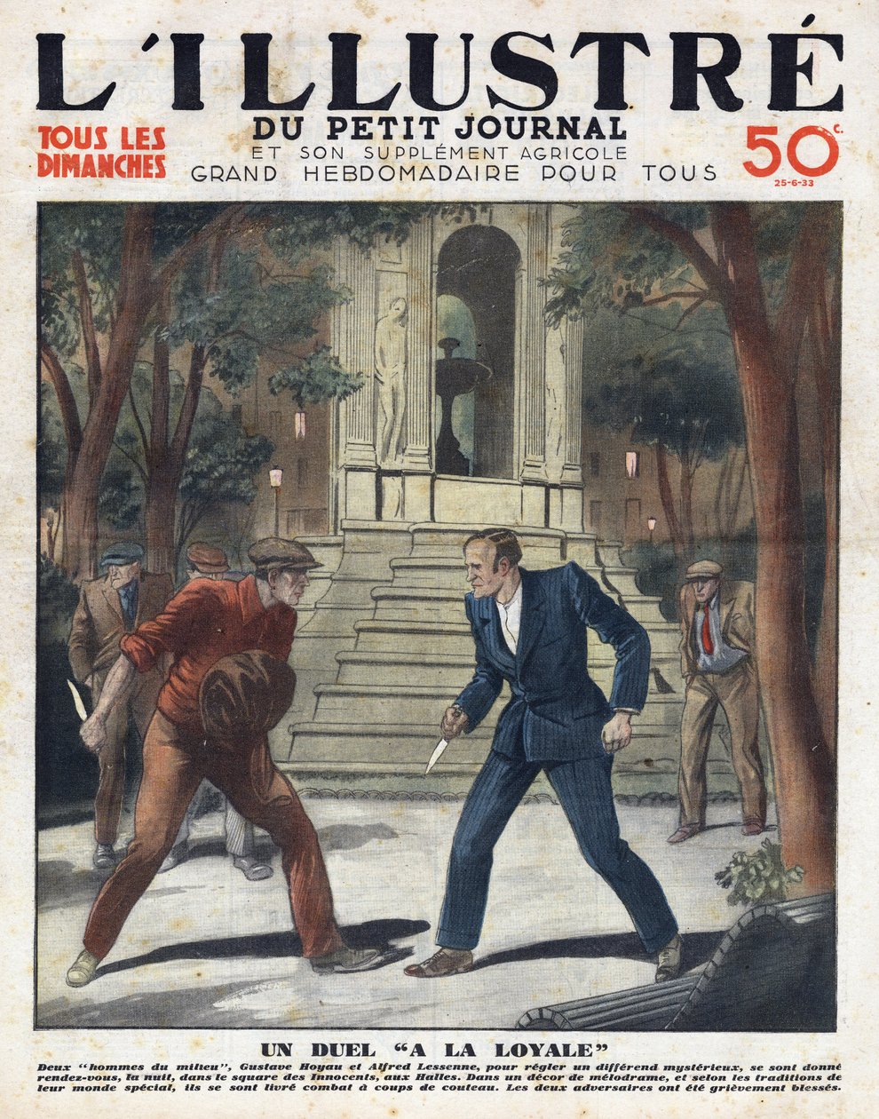En rättvis duell: Gustave Hoyau och Alfred Lessene möttes på natten på torget des Innocents aux Halles och slogs med en kniv av Anonymous Anonymous
